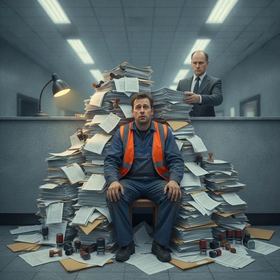 Ondernemer bedolven onder het papierwerk bij de bank